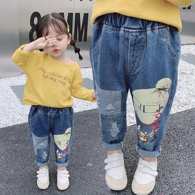 迪鲁奥（DILUAO)女童牛仔裤2021新款春秋装韩版儿童宽松老爹裤女宝宝休闲萝卜裤子品牌