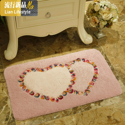 爱心进地垫田园入户垫卫浴厨房厅卧室脚垫浴室吸水防滑垫子 三维工匠地毯