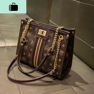 上新包包女2020新款大容量洋气百搭单肩水桶包链条夏季斜挎手提包NEW LAKE 咖啡色女斜挎包