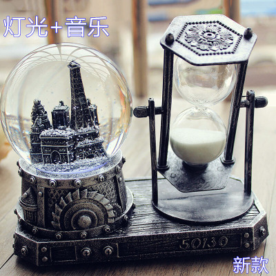 林檎七夕情人节圣诞节 女沙漏计时器水晶球摆件音乐盒生日送女生送爱人实用创意礼品沙漏送女朋友老婆生日礼物送女朋友老婆情人节
