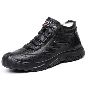 温州厂家冬季加厚羊毛棉鞋男皮毛一体保暖真皮高帮皮鞋男士雪地靴_505584