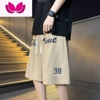 七斓发泡印花运动短裤男夏季薄款美式复古高街ins潮牌宽松休闲五分裤5