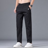 2026夏季薄款冰丝裤时尚休闲裤子宽松紧腰弹力直筒长裤子男款西裤