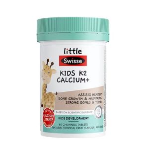Swisse斯维诗儿童维生素K2柠檬酸钙VD骨骼成长咀嚼片60粒澳洲原装进口儿童青少年补钙长身体长高 膳食营养补充剂钙片