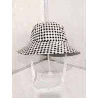 春女老太太盆帽中老年妈妈格子出游户外小檐渔夫帽奶奶防晒遮阳帽