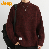 Jeep吉普打底毛衣男士内搭秋冬季2024年新款安哥拉红加厚针织衫男