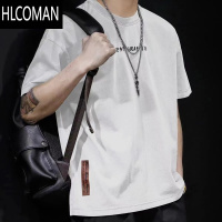 HLCOMAN短袖t恤男夏季宽松ins潮牌胖子大码加肥加大男士体恤字母