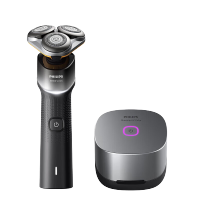飞利浦旋转式X5102黑岩三刀头电动剃须刀5分钟闪充IPX7防水紫光盒消毒360度浮动更贴面