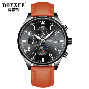 正品博雅哲(BOYZHE)全自动机械表男表英伦休闲瑞士时尚防水夜光商务复古手表潮流国产名牌手表