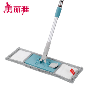 美丽雅 平板拖把地板清洁家用轻巧铝合金杆干湿两用纤维套布平板拖把(赠刮铲1个)
