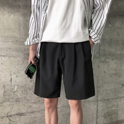珂卡慕(KEKAMU)男韩版潮流个性2020夏季宽松西裤港风网红大裤衩外穿5分西装裤黑色M
