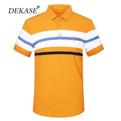 杜卡西品牌高尔夫服装男士刺绣条纹短袖T恤男时尚休闲POLO衫马球上衣夏季新款