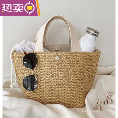 NEWLAKEins2020新款网红海边夏季沙滩度假百搭编织包复古手提包草编包女