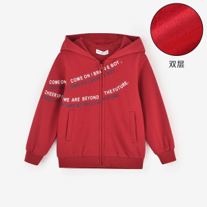 [1件3折]铅笔俱乐部童装秋装男童外套儿童双层连帽上衣针织拉链衫