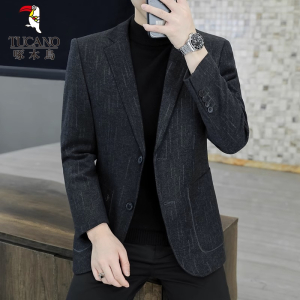 啄木鸟休闲西服男士单西外套春季新款潮牌高端商务高级小西装男款