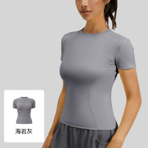 蜜桃基础健身短袖透气紧身运动上衣女跑步训练瑜伽服