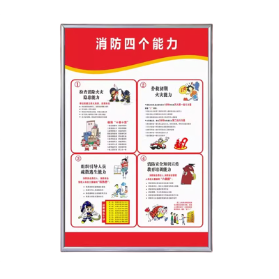 迅迈 (KT板包银边2张)50x70cm消防四个能力制度三个提示消防安全管理KTV 酒店消防检查制度订做