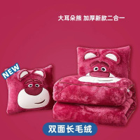 新款双面长毛绒北极绒贴布刺绣抱枕被两用车载午睡毯子靠垫草莓