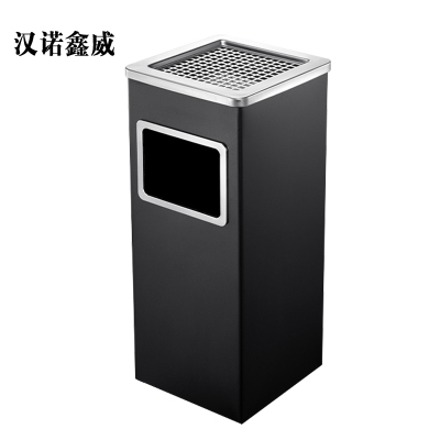 汉诺鑫威不锈钢圆形大号商用垃圾桶立式烟灰桶电梯口高档户外方型黑色烤漆