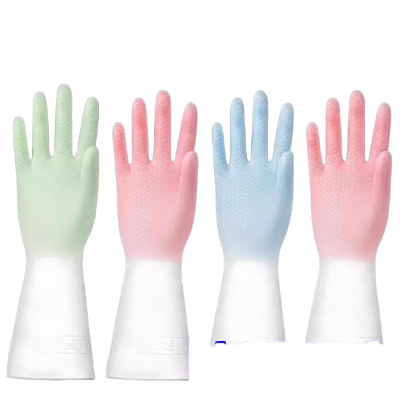 天富星 渐变色洗碗手套耐用厨房刷碗 双