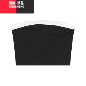 YIBUSHENG黑白撞色微喇叭休闲裤女季拼接高腰修身马蹄裤子设计感小众长裤