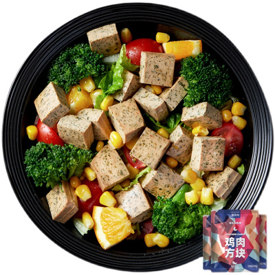 8包低脂零食高蛋白鸡胸肉方块健身餐即食解馋代餐鸡肉类零食玉米味菠菜味随机发货20g*8