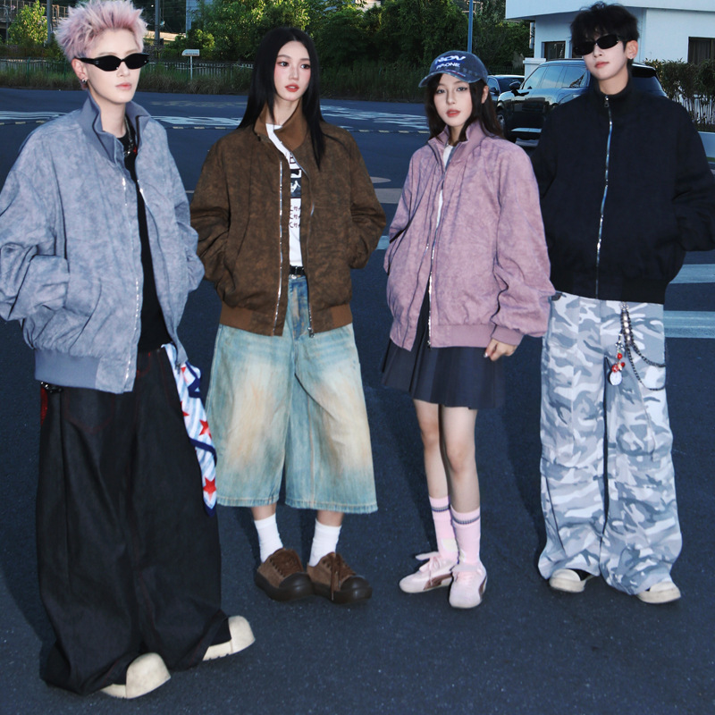 男装美式立领飞行夹克男春秋季新款情侣潮牌老钱风棒球服上衣外套