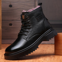 靴子男冬季头层牛皮马丁靴男款羊毛一体外穿工装靴男士加绒棉鞋_452