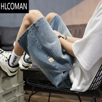 HLCOMANGENIOLAMODE星空纹牛仔短裤男士2025新款夏季宽松美式潮五分中裤