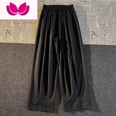 七斓夏季薄款直筒休闲裤男百搭港风纯色潮流日系复古九分工装裤子