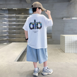 儿童装男童夏装套装2026新款中大童夏季男孩运动夏款帅气时髦短袖