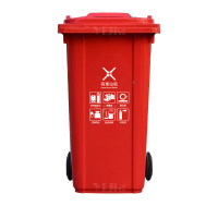 翌嘉YJ4060368户外垃圾桶带轮240升商用大垃圾桶 红色有害垃圾挂车款