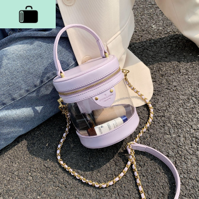 夏天透明小包包女包2020新款潮时尚网红斜挎包百搭链条手提水桶包NEW LAKE女斜挎包