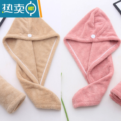 敬平干发帽女吸水速干毛巾浴帽可爱韩国成人儿童擦头巾包头洗头发 [2条装]干发帽玫瑰色+驼色 加厚吸水速干