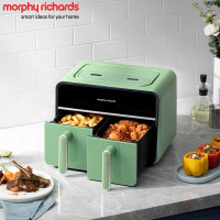 摩飞电器(Morphyrichards)空气炸锅MR8100 薄荷绿 家用8L大容量可视双炸篮多功能空气炸烤箱