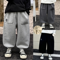 童酷儿童冬款湖州织里童装韩版贴标休闲裤一体绒加厚男童卫裤