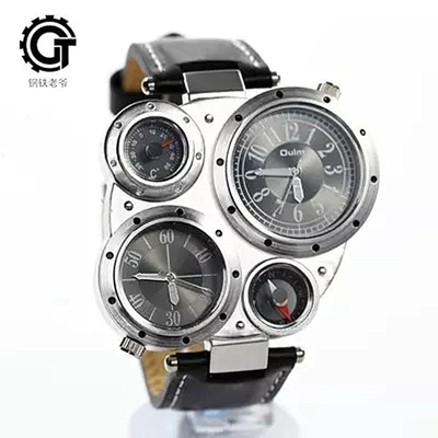 钢铁老爷蒸汽朋克大表盘皮带腕表男士手表嘻哈说唱hiphop手表男同款