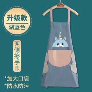 围裙小清新防污工作围裙PVC防油防水女卡通时尚围裙厨房家用做饭