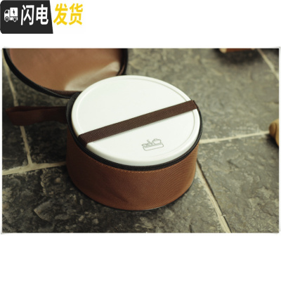 三维工匠旅行茶具套装车载纯白户外便携式泡茶陶瓷潮汕功夫茶杯套装 定制 [级装拉链袋]圆形