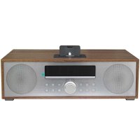 JBL MS402WALCN 苹果音乐底座蓝牙音响CD播放机收音机USB播放器木质迷你组合音响 （流棕色）