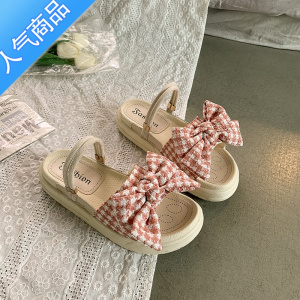 SUNTEK甜美配裙子凉鞋女夏平底仙女风2022新款学生时尚罗马厚底松糕软底