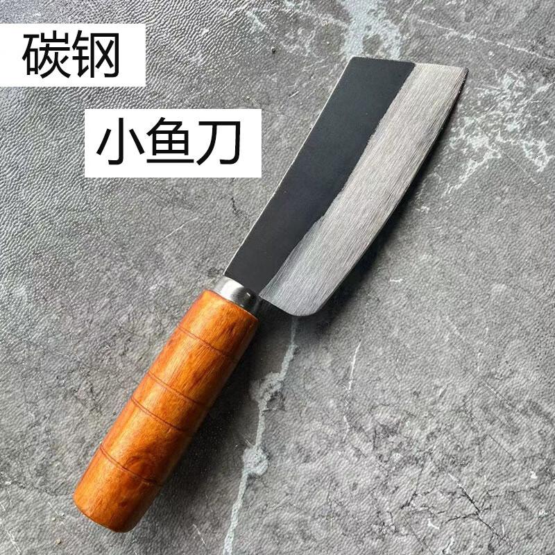 龙虎刀剑鱼摊水产专用宰杀鱼刀剖鱼开肚刀超锋利锻打碳钢片鱼刀户外小菜刀 碳钢小鱼刀