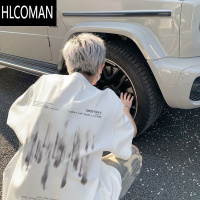 HLCOMAN白色短袖T恤男夏季潮流ins美式高街个性字母印花宽松半袖