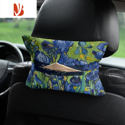 三维工匠梵高油画美式车载纸巾盒抽纸盒车内挂式纸巾套扶手箱遮阳板通用奔 车载抽纸-梵高油画美式5