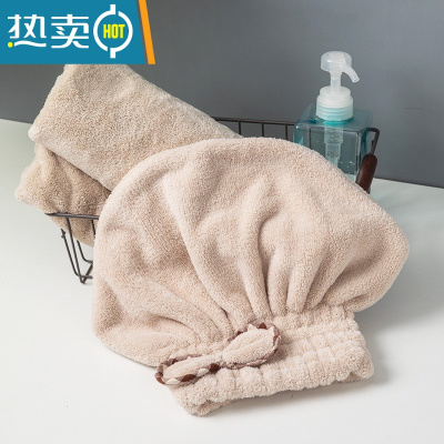 敬平公主干发帽ins吸水速干加厚2021新款女网红可爱浴帽长发 卡其色