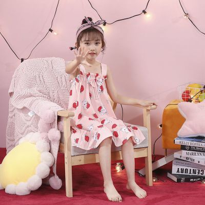 新款上新JUNBIE-新品直营-儿童睡衣夏季吊带儿童睡裙小女孩女童卡通可爱裙子童装公主家居服