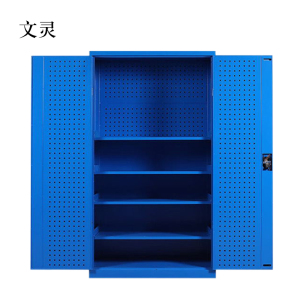 文灵工具柜加厚铁皮储物柜工厂车间用带抽屉汽修多功能收纳柜通门带网柜蓝色