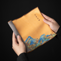 苏氏陶瓷(SUSHI CERAMICS)茶巾千里江山国潮风加倍吸水禅意干泡茶壶垫
