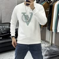 秋冬新款卫衣男士圆领时尚烫钻镭射老虎头上衣打底衫长袖体恤加绒
