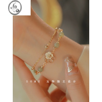 JiMi花开枝头*和田玉小花朵手链女日常百搭双层叠戴款送闺蜜手饰